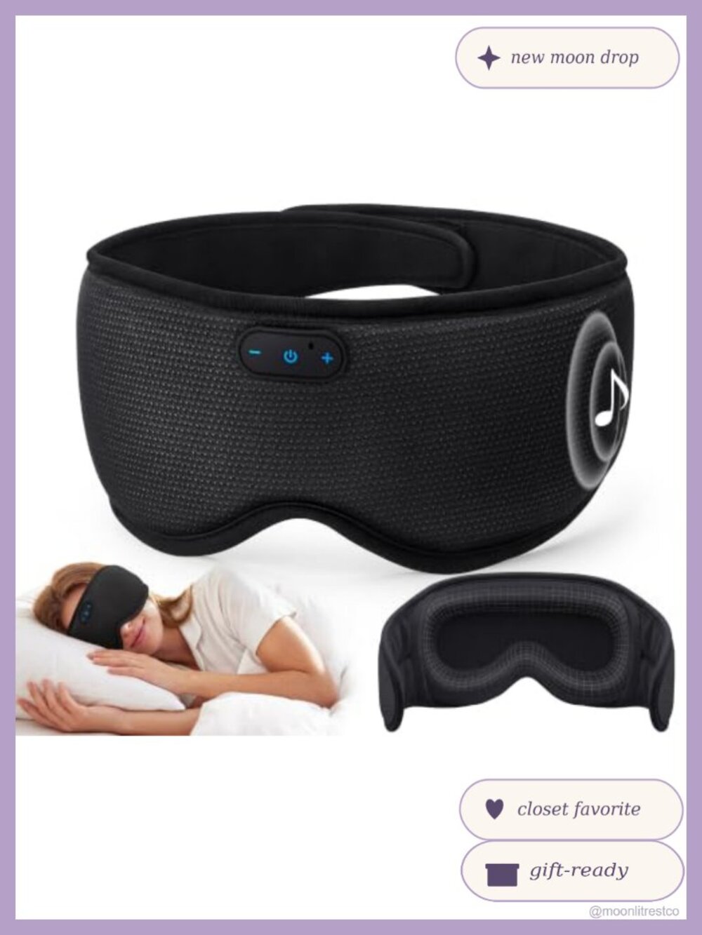 Bluetooth Sleep Mask Headphones Cotton 3D Blackout for Side Sleepers